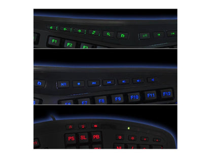 3-Color Illuminated Ergonomic USB Keyboard (2X Large Print, 105-Key US Layout)