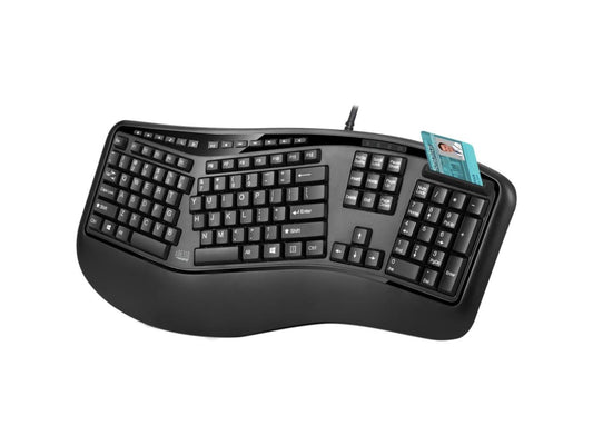 TAA-Compliant Ergonomic USB Keyboard with Integrated Smart Card Reader (105-Key)
